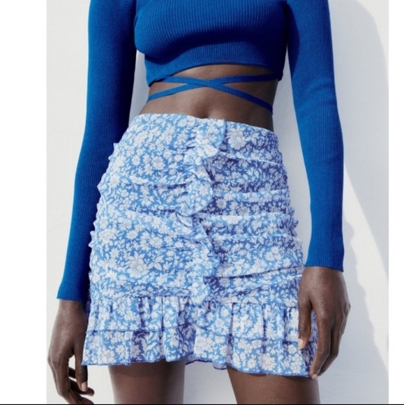 ZARA Draped Floral Print Skirt NWT - Picture 2 of 3
